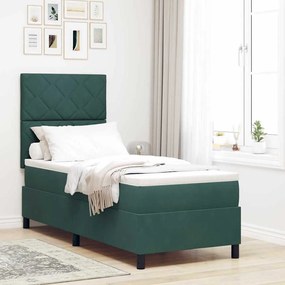 Cama Box com Colchão vidaXL Verde Escuro 80x200 cm Veludo