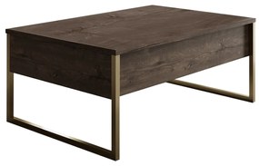 Mesa de Centro "Madrid" – Nogueira e Dourado - 90x60x40 cm – Design Mo