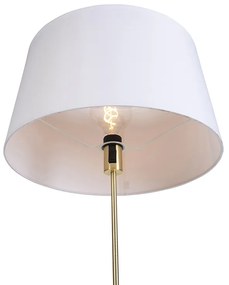 LED Candeeiro de pé inteligente dourado com abajur de linho branco 45 cm incl. Wifi A60 - Parte Moderno,Design