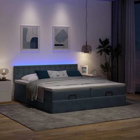 Estrutura cama otomana colchões 180x200 cm cinzento escuro