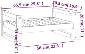 Cama para cães 65,5x50,5x28 cm madeira de pinho maciça