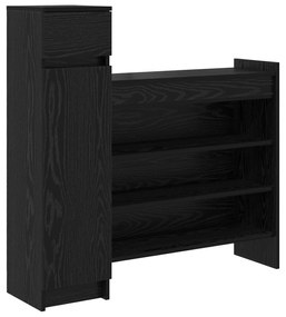 Cabine de Sapatos Carvalho Preto 100.5x28x100 cm Madeira Engenheirada
