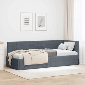 vidaXL Estrutura de Cama de Canto Cinza Escuro 80 cm x 200 cm Veludo