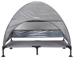 Cama Elevada para Cães com Teto Removível Cinzento Claro XL Aço
