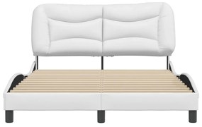 Estrutura cama c/ cabeceira 140x200 cm couro artificial branco