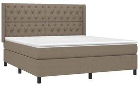 Cama box spring colchão/LED 160x200 cm tecido cinza-acastanhado