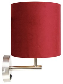 Candeeiro de parede elegante em aço com máscara de veludo vermelho - Matt Moderno