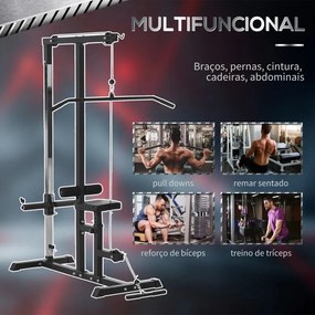 Máquina de Musculação com Polia e Assento Ajustável - HomeGym