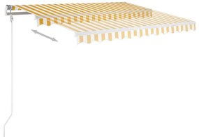 Toldo retrátil manual com postes 3x2,5 m amarelo e branco