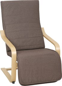 HOMCOM Poltrona para Sala Poltrona Relax com Apoio para os Pés Ajustáveis Estofada em Tecido de Madeira 66,5x94x100 cm Marrom | Aosom Portugal