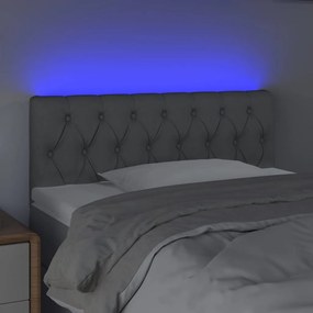 Cabeceira de cama c/ luzes LED tecido 100x7x78/88cm cinza-claro