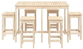 7 pcs conjunto de bar para jardim pinho maciço