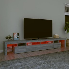 Móvel de TV com luzes LED 260x36,5x40 cm sonoma cinza