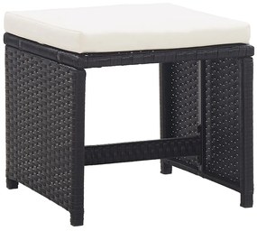 Bancos de jardim 2 pcs com almofadões em vime PE preto