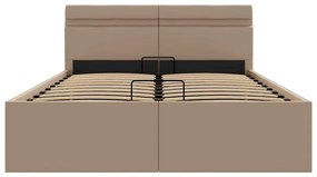 Cama hidrául. arrumação e LED 120x200cm couro artif. cappuccino