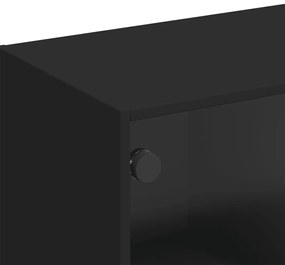 Móvel de TV c/ portas de vidro 102x37x42 cm preto