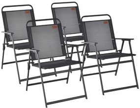 Conjunto de 4 cadeiras duplas de jardim, cadeiras de jardim portáteis com apoio para braços respiratórios, carga de 150 kg para pátio e terraço, 68 x