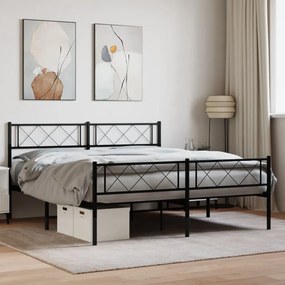 Estrutura de cama com cabeceira e pés 120x190 cm metal preto