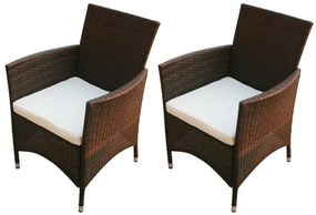 vidaXL Cadeiras de jardim 2 pcs vime PE castanho