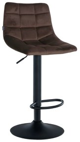 Banco de bar Jerry em veludo com estrutura preta 87-108,5 x 43 x 46,5 cm Castanho