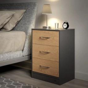 Mesa de cabeceira Eloise 54 x 39 x 28 cm Madeira + Cinzento