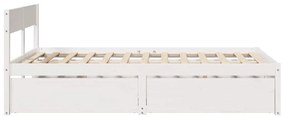 Cama sem colchão 120x190 cm madeira de pinho maciça branco