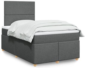 Cama boxspring com colchão 120x190 cm tecido cinzento-escuro