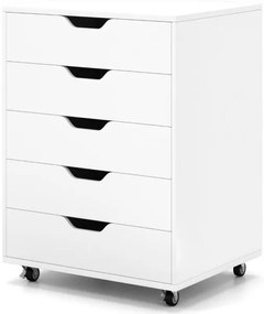 Cadeira de escritório ajustável com assento giratório e rodas universais - branca