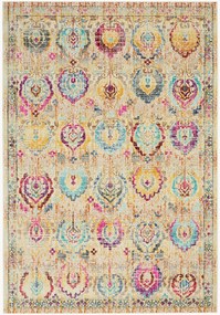 Tapete de pelo curto Kashan com ornamentos coloridos