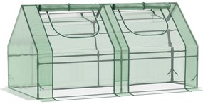 Outsunny Estufa Pequena Estufa de Exterior com Proteção Dupla Janelas Estufa para Cultivos de Plantas e Flores 180x90x90 cm Verde
