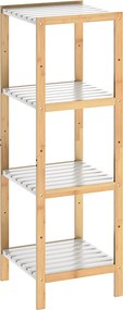 Estante de banheiro em bambu 110 x 33 x 34 cm Castanho + Branco