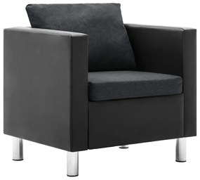vidaXL Poltrona em couro artificial preto e cinzento-escuro