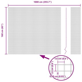 Cerca de Fio Soldado com 10 Postes U Cinza 1,6x10 m de Aço