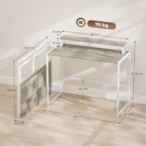Secretária dobrável para computador com suporte para ecrã, para quarto, espaços pequenos, 100 x 48 x 87,5 cm, cor madeira natural