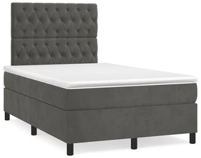 vidaXL Cama box spring colchão LED 120x190cm couro artif. cinza-escuro