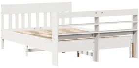 Cama sem colchão 140x200 cm madeira de pinho maciça branco