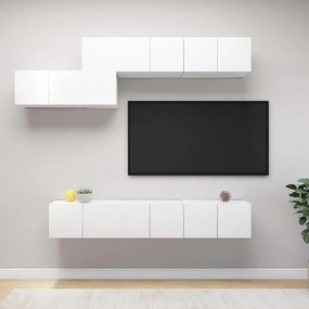 vidaXL 7 pcs conjunto de móveis de TV contraplacado branco brilhante