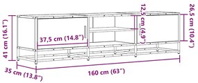 Móvel TV 160x35x41 cm derivados madeira/metal carvalho castanho