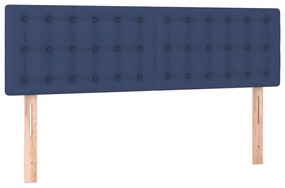 Cama box spring c/ colchão e LED 140x190 cm tecido azul