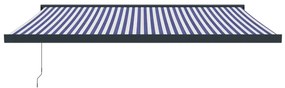 Toldo retrátil 4x3 m tecido e alumínio azul e branco