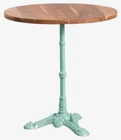 Mesa De Bar Redonda Em Madeira De Acácia Azteca Ø70 Cm & Madeira De Acácia - Verde Ilha Paraíso - Sklum