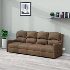 vidaXL Sofá reclinável de 4 lugares tecido castanho