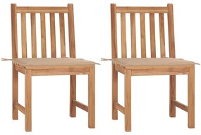 vidaXL Cadeiras de jardim c/ almofadões 2 pcs teca maciça