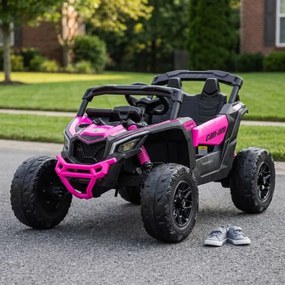 Carro elétrico para crianças 1 a 6 anos, 24V MP4 Buggy Can-Am Maverick Rosa