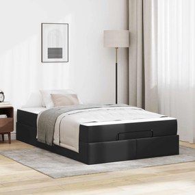 vidaXL Estrutura de cama com colchão com colchão 2 pcs Preto PVC