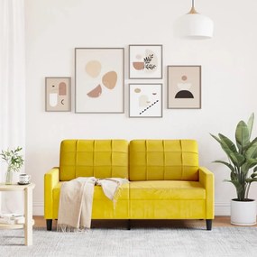 Sofá de 2 lugares veludo 140 cm amarelo