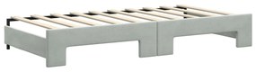 Sofá-cama c/ gavetão e gavetas 90x190 cm veludo cinzento-claro