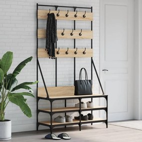 vidaXL Bengaleiro c/ arrumação calçado 100x40x184 cm carvalho sonoma