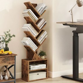 Estante em forma de árvore, 20,3 x 38 x 123,2 cm, para arrumação que poupa espaço, Coleção Custos Castanho Vintage