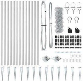 Conjunto de Postes de Cerca Prateado 25 x 0.6 m Aço galvanizado